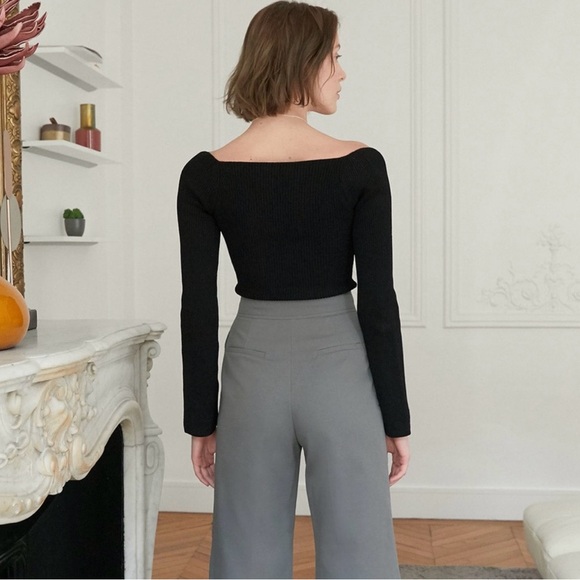 PIXIE MARKET Chiara Knit Black Bustier Top L - Picture 2 of 11